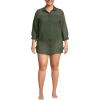 Lands’ End Women’s Cotton Gauze Button Down Swim Cover-up Shirt Dress(Rich Olive Green)