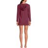 Lands’ End Women’s Cotton Jersey Long Sleeve Hooded Swim Cover-up Dress(Burgundy Spritz)