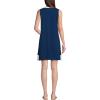 Lands’ End Women’s Cotton Jersey Notch Neck Dress with Soutache(Deep Sea Navy/White)