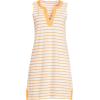 Lands’ End Women’s Cotton Jersey Notch Neck Dress with Soutache(White/Mango Breton Stripe)