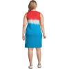 Lands’ End Women’s Cotton Jersey Sleeveless Swim Cover-up Dress(Compass Red/Turquoise Ombre)