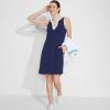 Lands’ End Women’s Cotton Jersey Sleeveless Swim Cover-up Dress(Deep Navy/White)