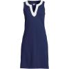 Lands’ End Women’s Cotton Jersey Sleeveless Swim Cover-up Dress(Deep Navy/White)