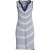 Lands’ End Women’s Cotton Jersey Sleeveless Swim Cover-up Dress(White/Deep Sea Stripe)
