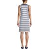 Lands’ End Women’s Cotton Jersey Sleeveless Swim Cover-up Dress(White/Deep Sea Stripe)