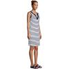 Lands’ End Women’s Cotton Jersey Sleeveless Swim Cover-up Dress(White/Deep Sea Stripe)