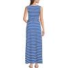 Lands’ End Women’s Cotton Modal Sleeveless Tie Waist Maxi Dress(Sapphire Gem Blue Quad Stripe)