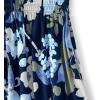 Lands’ End Women’s Cotton Modal Smocked Waist Dress(Deep Sea Navy Lilies)