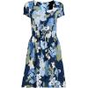 Lands’ End Women’s Cotton Modal Smocked Waist Dress(Deep Sea Navy Lilies)