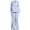 Lands’ End Women’s Cotton Poplin 2 Piece Pajama Set – Long Sleeve Top and Pants(Crisp Blue Stripe)