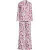 Lands’ End Women’s Cotton Poplin 2 Piece Pajama Set – Long Sleeve Top and Pants(White/Pink Festive Critters)