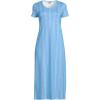Lands’ End Women’s Cotton Short Sleeve Midcalf Nightgown(Bermuda Blue/Pink Hearts)