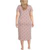 Lands’ End Women’s Cotton Short Sleeve Midcalf Nightgown(Ivory/Red Floral Wreath)