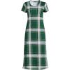 Lands’ End Women’s Cotton Short Sleeve Midcalf Nightgown(Light Emerald Plaid)