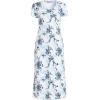 Lands’ End Women’s Cotton Short Sleeve Midcalf Nightgown(White/Muted Cobalt Lace Floral)