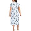 Lands’ End Women’s Cotton Short Sleeve Midcalf Nightgown(White/Muted Cobalt Lace Floral)