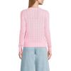 Lands’ End Women’s Cotton Viscose Button Shoulder Modern Crew Sweater(Fresh Ivory/Rose Pink Stripe)