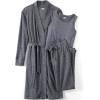 Lands’ End Women’s Cozy 3 Piece Pajama Set – Robe Top and Pants(Gray Melange)