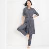 Lands’ End Women’s Cozy 3 Piece Pajama Set – Robe Top and Pants(Gray Melange)
