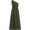 Lands’ End Women’s Creaseless One Shoulder Midi Dress(Dark Cilantro Green)