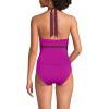 Lands’ End Women’s D-Cup Chlorine Resistant V-Neck Halter Tankini Swimsuit Top(Crimson Rose/Dark Wine)