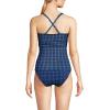 Lands’ End Women’s D-Cup V-Neck Plunge X Back Tankini Top(Navy Mosaic Mini Tile)