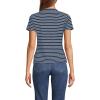Lands’ End Women’s Drapey Rib Fitted Short Sleeve Mini T-Shirt(Deep Sea Navy/Ivory Stripe)