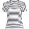 Lands’ End Women’s Drapey Rib Fitted Short Sleeve Mini T-Shirt(Ivory/Deep Sea Navy Stripe)