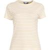 Lands’ End Women’s Drapey Rib Fitted Short Sleeve Mini T-Shirt(Ivory/Pale Yellow Stripe)