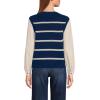 Lands’ End Women’s Drifter Shaker Button Shoulder Sweater Vest with Poplin Sleeves(Deep Sea Navy/Champagne Stripe)