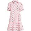 Lands’ End Women’s Elbow Sleeve Eyelet Knee Length Shirt Dress(White/Poppy Mosaic Eyelet)