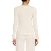 Lands’ End Women’s Fine Gauge Cotton Baby Cable Vneck Sweater(Fresh Ivory)