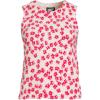 Lands’ End Women’s Fine Gauge Eyelash Printed Sleeveless Sweater(Light Rose/Berry Rouge Floral)