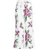 Lands’ End Women’s High Rise Pull On Drawstring Linen Wide Leg Crop Pants(White/Magenta Plumeria)