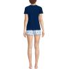 Lands’ End Women’s Knit Pajama Short Set Short Sleeve T-Shirt and Shorts(Ivory Stripe Floral)