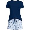 Lands’ End Women’s Knit Pajama Short Set Short Sleeve T-Shirt and Shorts(Ivory Stripe Floral)