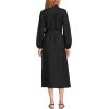Lands’ End Women’s Linen Long Sleeve Midi Shirt Dress(Black)