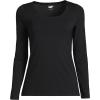 Lands’ End Women’s Long Sleeve Lightweight Jersey Scoop Neck T-Shirt(Black)
