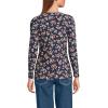 Lands’ End Women’s Long Sleeve Lightweight Jersey Scoop Neck T-Shirt(Deep Sea Colorful Floral)