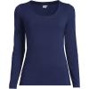 Lands’ End Women’s Long Sleeve Lightweight Jersey Scoop Neck T-Shirt(Deep Sea Navy)