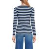Lands’ End Women’s Long Sleeve Lightweight Jersey Scoop Neck T-Shirt(Deep Sea Navy Quad Stripe)