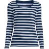 Lands’ End Women’s Long Sleeve Lightweight Jersey Scoop Neck T-Shirt(Deep Sea Navy Quad Stripe)