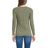 Lands’ End Women’s Long Sleeve Lightweight Jersey Scoop Neck T-Shirt(Olive Drab Thin Stripe)