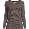 Lands’ End Women’s Long Sleeve Lightweight Jersey Scoop Neck T-Shirt(Rich Coffee Thin Stripe)