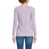 Lands’ End Women’s Long Sleeve Lightweight Jersey Scoop Neck T-Shirt(Whisper Lilac/Navy Thin Stripe)