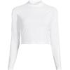 Lands’ End Women’s Long Sleeve Mock Neck Cropped UPF 50 Sun Protection Rash Guard(White)
