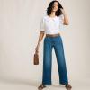 Lands’ End Women’s Mid Rise Denim Wide Leg Ankle Jeans(Indigo Tide Blue)