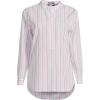 Lands’ End Women’s No Iron Long Sleeve Banded Collar Popover Shirt(Wood Lily Multi Line Stripe)