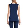 Lands’ End Women’s Petite Silk Interlock Thermal Long Underwear Base Layer Tank Top(Deep Sea Navy)