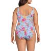 Lands’ End Women’s Plus Size DD-Cup Side Tie Tankini Top(Cloud Blue Romantic Floral)